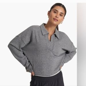 Vuori Sedona Polo Women’s Cropped Sweatshirt Heathered Gray XS